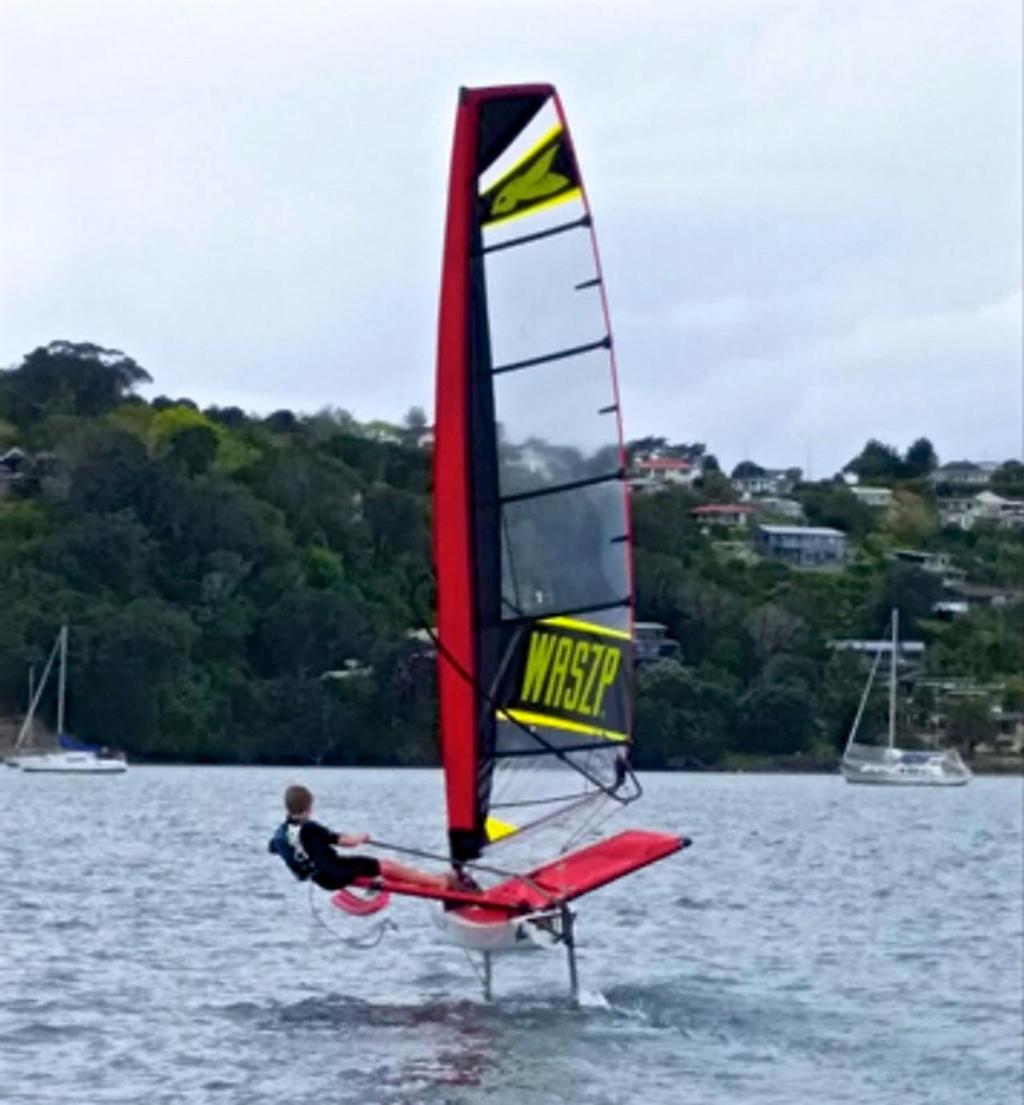 Mathias Coutts foiling in a Waszp in Auckland (Image: Russell Coutts) © SW